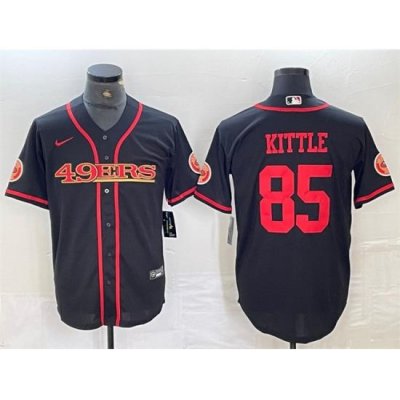 Men San Francisco 49ers 85 George Kittle Black With Patch Cool Base Stitched Baseball Jersey