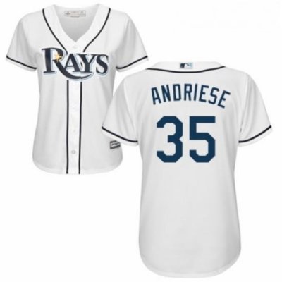 Womens Majestic Tampa Bay Rays 35 Matt Andriese Authentic White Home Cool Base MLB Jersey