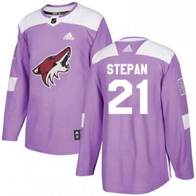 Youth Adidas Arizona Coyotes 21 Derek Stepan Authentic Purple Fights Cancer Practice NHL Jersey