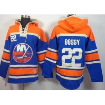 New York Islanders #22 Mike Bossy Blue Stitched NHL Sawyer Hooded Sweatshirt