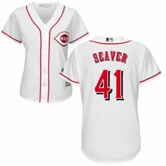 Womens Majestic Cincinnati Reds 41 Tom Seaver Replica White Home Cool Base MLB Jersey