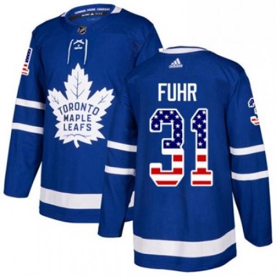 Youth Adidas Toronto Maple Leafs 31 Grant Fuhr Authentic Royal Blue USA Flag Fashion NHL Jersey