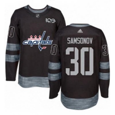 Mens Adidas Washington Capitals 30 Ilya Samsonov Premier Black 1917 2017 100th Anniversary NHL Jersey