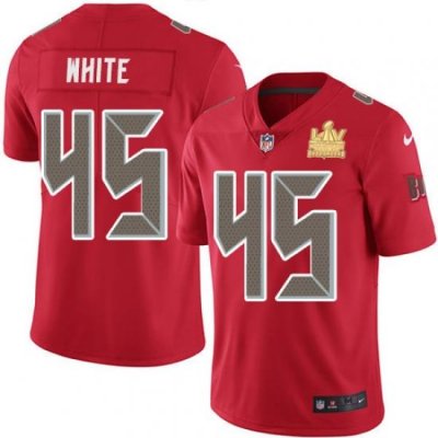 Men Nike Tampa Bay Buccaneers 45 Devin White Red Men Super Bowl LV Champions Patch Stitched NFL Limited Rush Jersey