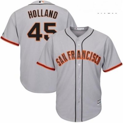 Mens Majestic San Francisco Giants 45 Derek Holland Replica Grey Road Cool Base MLB Jersey