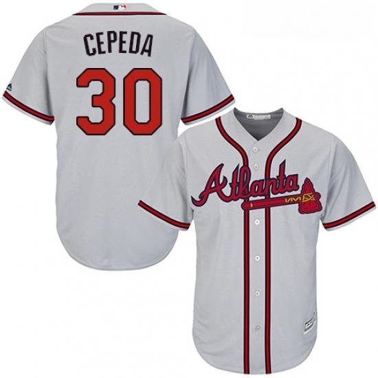 Youth Majestic Atlanta Braves 30 Orlando Cepeda Authentic Grey Road Cool Base MLB Jersey