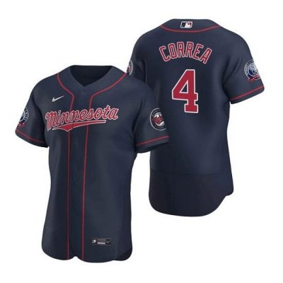 Men Minnesota TWins 4 Carlos Correa Navy Flex Base Stitched jersey