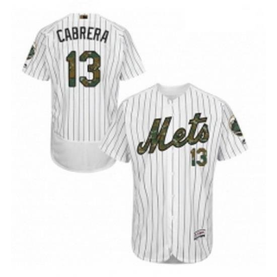 Mens Majestic New York Mets 13 Asdrubal Cabrera Authentic White 2016 Memorial Day Fashion Flex Base Jersey