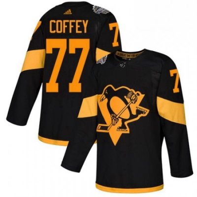 Mens Adidas Pittsburgh Penguins 77 Paul Coffey Black Authentic 2019 Stadium Series Stitched NHL Jersey