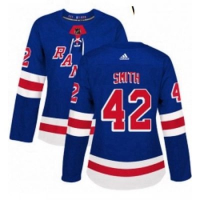 Womens Adidas New York Rangers 42 Brendan Smith Premier Royal Blue Home NHL Jersey