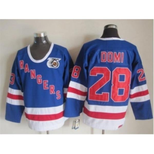 NHL New York Rangers #28 Domi blue jerseys[m&n 75th]