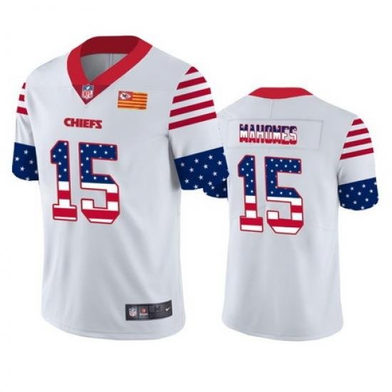 Nike Chiefs 15 Patrick Mahomes White USA Flag Fashion Limited Jersey