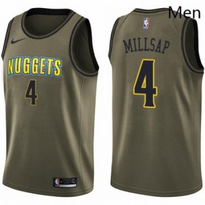 Mens Nike Denver Nuggets 4 Paul Millsap Swingman Green Salute to Service NBA Jersey