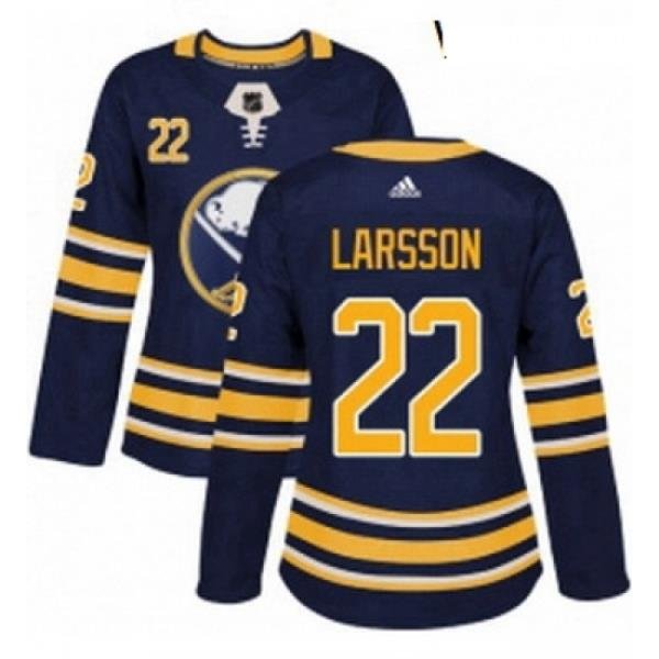 Womens Adidas Buffalo Sabres 22 Johan Larsson Authentic Navy Blue Home NHL Jersey