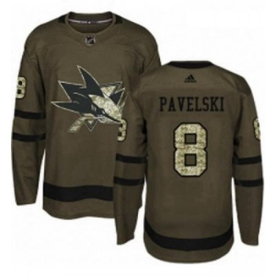 Youth Adidas San Jose Sharks 8 Joe Pavelski Premier Green Salute to Service NHL Jersey