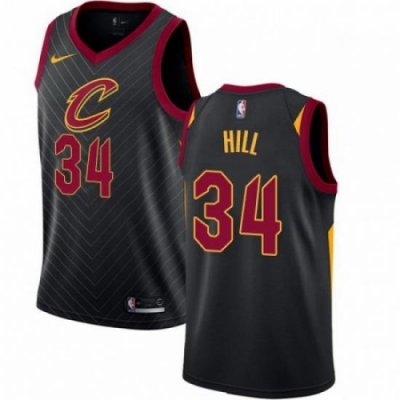 Mens Nike Cleveland Cavaliers 34 Tyrone Hill Swingman Black Alternate NBA Jersey Statement Edition