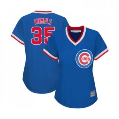 Womens Chicago Cubs 35 Cole Hamels Authentic Royal Blue Cooperstown Baseball Jersey