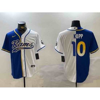 Men Los Angeles Rams 10 Cooper Kupp White Cool Base Stitched Baseball Jersey