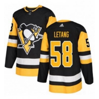 Mens Adidas Pittsburgh Penguins 58 Kris Letang Authentic Black Home NHL Jersey