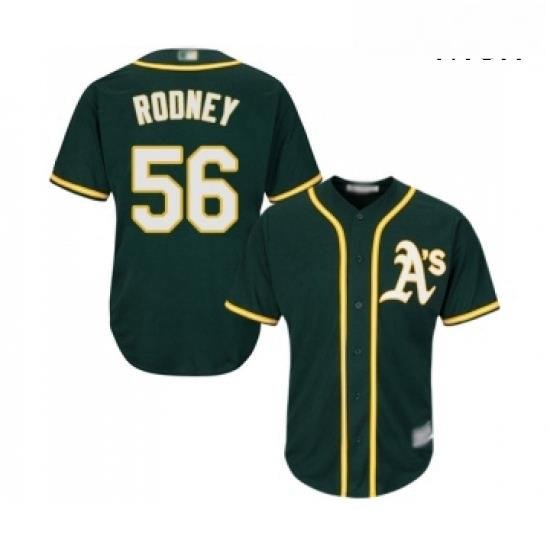 Mens Oakland Athletics 56 Fernando Rodney Replica Green Alternate 1 Cool Base Baseball Jersey