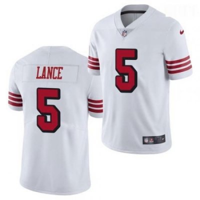 Men San Francisco 49ers #5 Trey Lance Jersey White 2021 Color Rush Limited