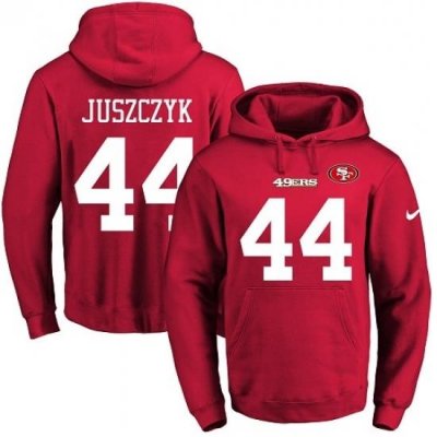 NFL Mens Nike San Francisco 49ers 44 Kyle Juszczyk Red Name Number Pullover Hoodie