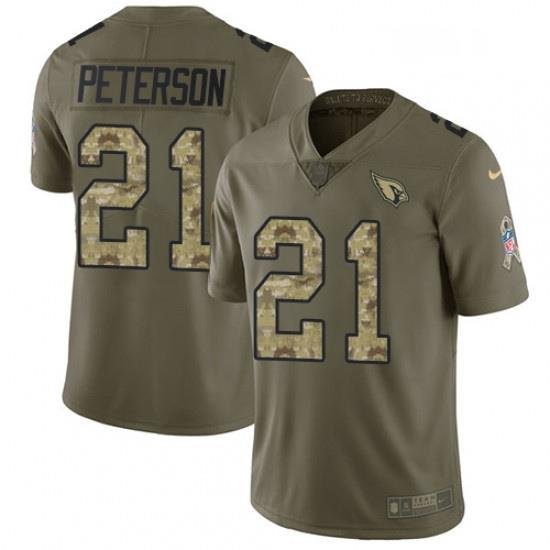 Men Nike Arizona Cardinals 21 Patrick Peterson Limited OliveCamo 2017 Salute to Service NFL Jersey