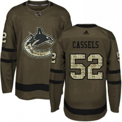 Youth Adidas Vancouver Canucks 52 Cole Cassels Premier Green Salute to Service NHL Jersey