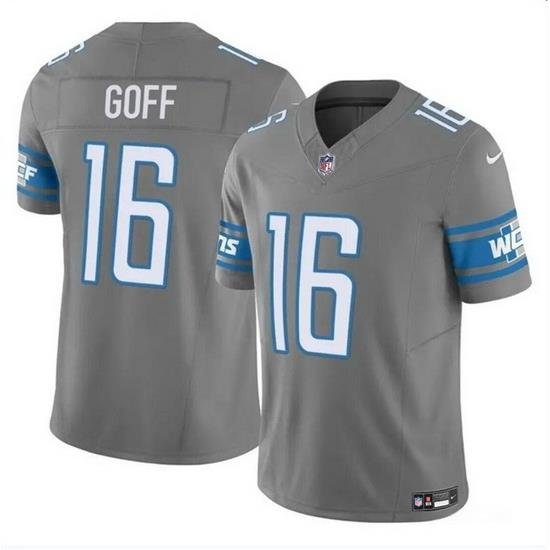 Men Detroit Lions 16 Jared Goff Grey 2023 F U S E  Vapor Untouchable Limited Stitched Jersey