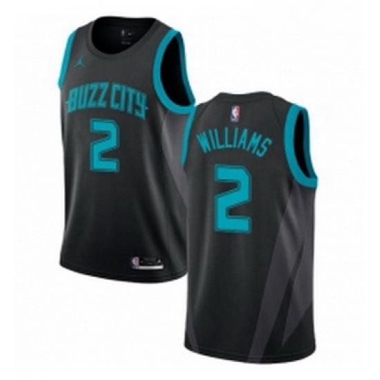 Womens Nike Jordan Charlotte Hornets 2 Marvin Williams Swingman Black NBA Jersey 2018 19 City Edition