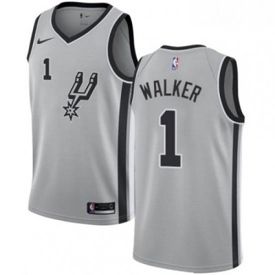 Mens Nike San Antonio Spurs 1 Lonnie Walker Swingman Silver NBA Jersey Statement Edition