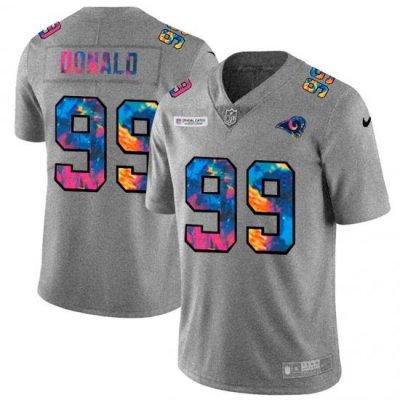 Los Angeles Rams 99 Aaron Donald Men Nike Multi Color 2020 NFL Crucial Catch NFL Jersey Greyheather