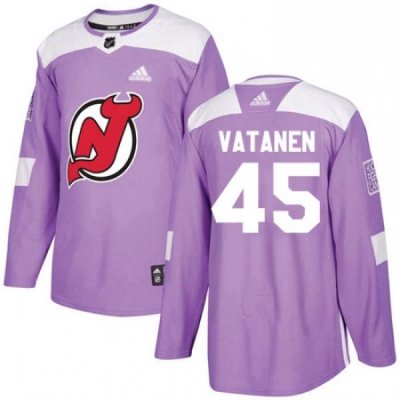 Mens Adidas New Jersey Devils 45 Sami Vatanen Authentic Purple Fights Cancer Practice NHL Jersey