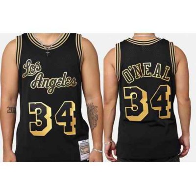 Men Los Angeles Lakers 34 Shaquille O 27Neal  27 Black 96 97 Swingman Stitched Basketball Jersey