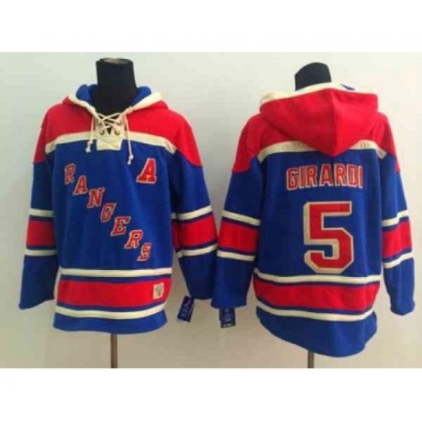 nhl jerseys new york rangers #5 girardi blue[pullover hooded sweatshirt patch A]