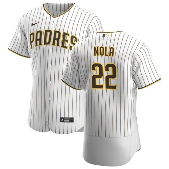 San Diego Padres 22 Austin Nola Men Nike White BroWn Home 2020 Authentic Player Jersey