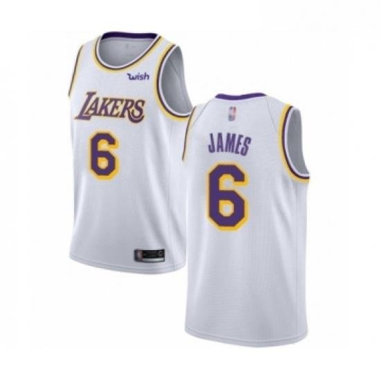 Womens Los Angeles Lakers 6 LeBron James Authentic White Basketball Jersey Association Edition