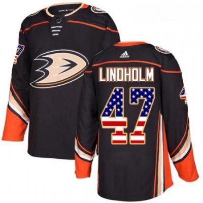 Youth Adidas Anaheim Ducks 47 Hampus Lindholm Authentic Black USA Flag Fashion NHL Jersey