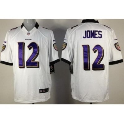 Nike Baltimore Ravens 12 Jacoby Jones White Limited NFL Jersey