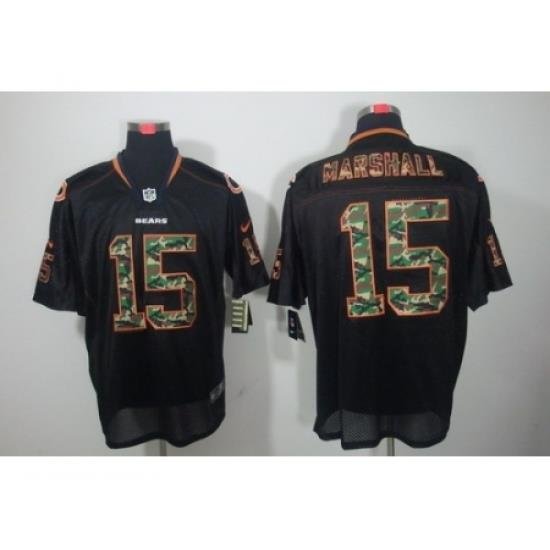 Nike Chicago Bears 15 Brandon Marshall Black Elite Lights Out Camo Number NFL Jersey