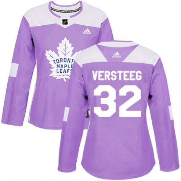 Womens Adidas Toronto Maple Leafs 32 Kris Versteeg Authentic Purple Fights Cancer Practice NHL Jersey