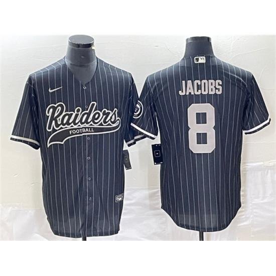 Men Las Vegas Raiders 8 Josh Jacobs Black Cool Base Stitched Baseball Jerseys