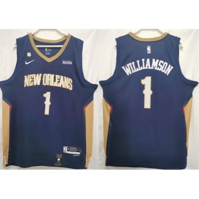 Men New Orleans Pelicans 1 Zion Williamson Navy Stitched Basketball Jersey