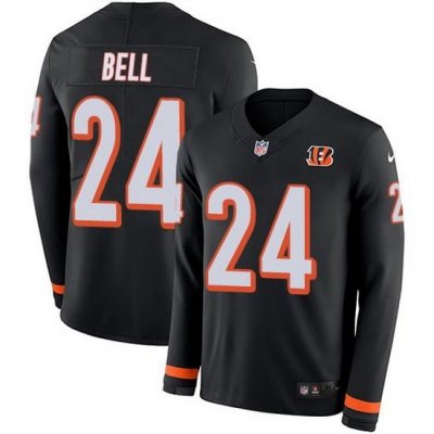 Nike Bengals 24 Vonn Bell Black Team Color Men Stitched NFL Limited Therma Long Sleeve Jersey