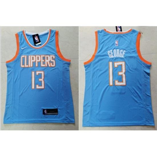 Clippers 13 Paul George Light Blue City Edition Nike Swingman Jersey