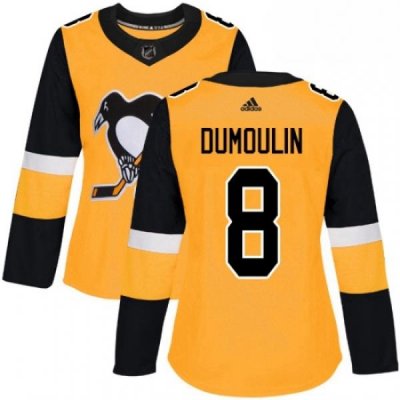 Womens Adidas Pittsburgh Penguins 8 Brian Dumoulin Authentic Gold Alternate NHL Jersey