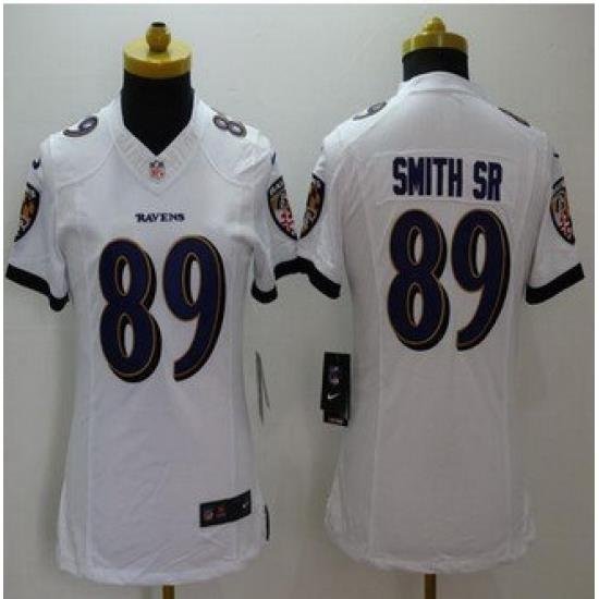 Women New Baltimore ravens #89 Steve Smith Sr White Stitched NFL New Limited Jersey