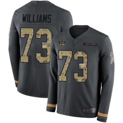 Bengals 73 Jonah Williams Anthracite Salute to Service Men Stitched Football Limited Therma Long Sleeve Jersey