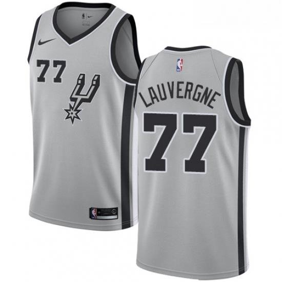 Mens Nike San Antonio Spurs 77 Joffrey Lauvergne Swingman Silver Alternate NBA Jersey Statement Edition