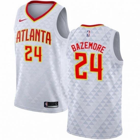 Mens Nike Atlanta Hawks 24 Kent Bazemore Authentic White NBA Jersey Association Edition